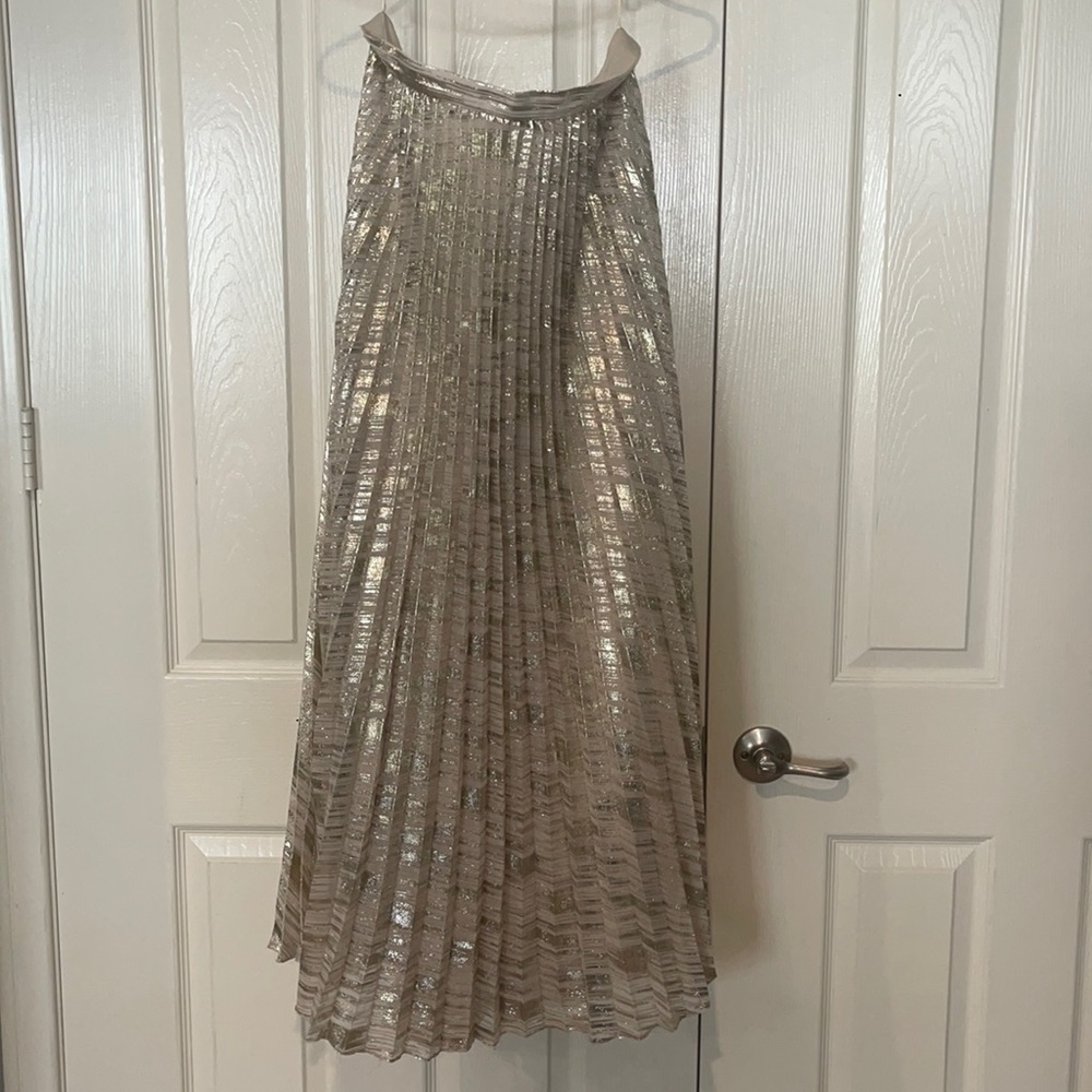 Long pleated metallic skirt size 8